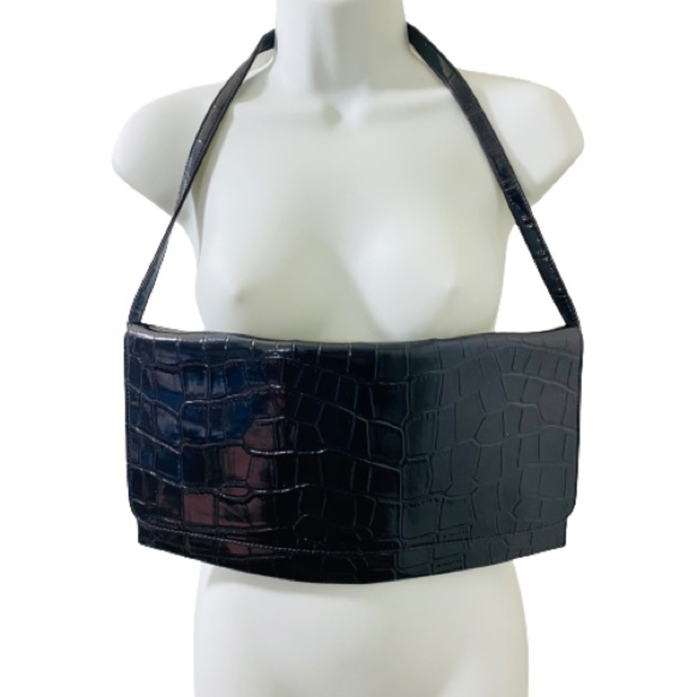 Black Snakeskin design large rectangular Purse - Picture 8 of 8